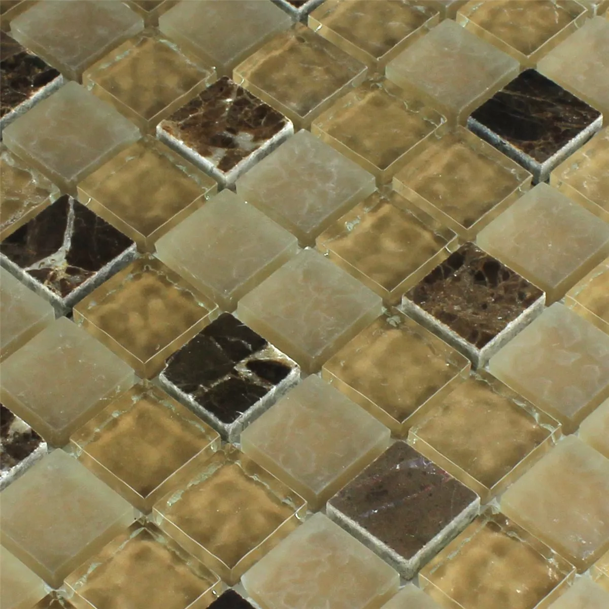 Mosaic Tiles Glass Marble Beige Brown Fluted