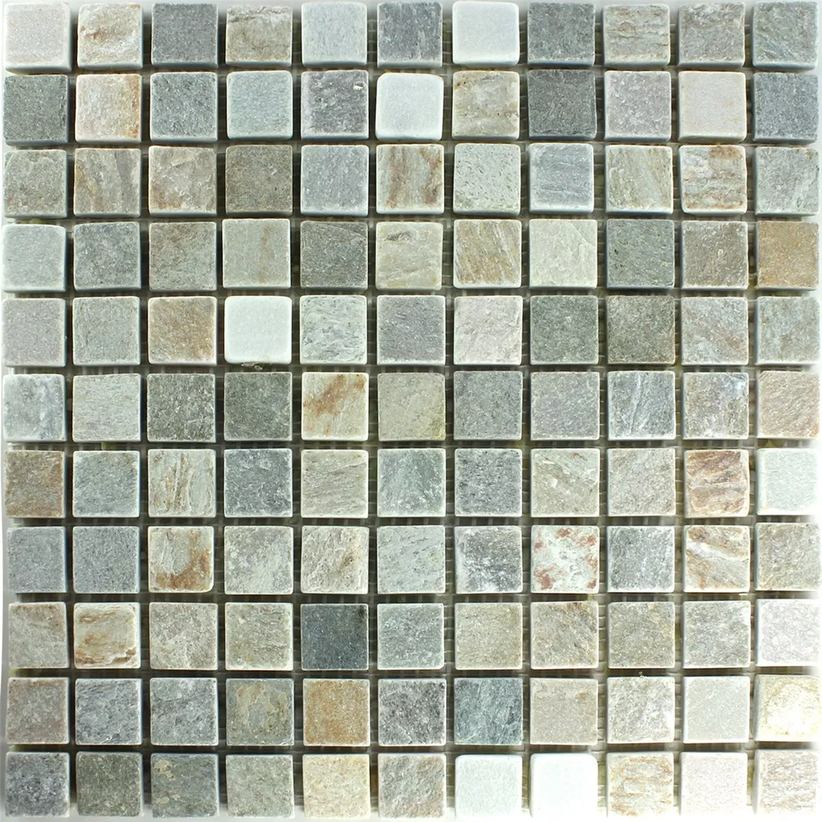 Pedra Natural Quartzito Azulejo Mosaico Bege Cinza 22x22mm