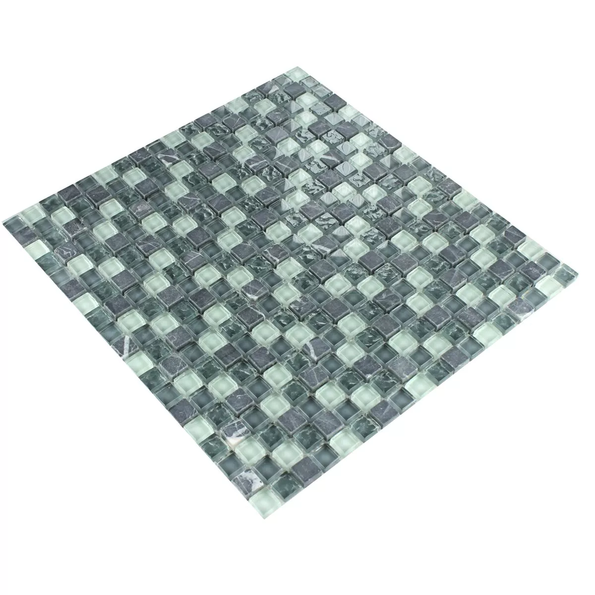 Mosaikfliesen Glas Marmor Grau Mix