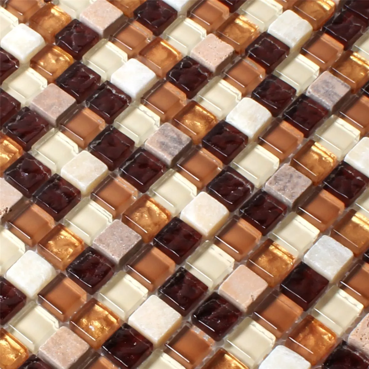 Mosaic Tiles Onyx Marble Brown Mix