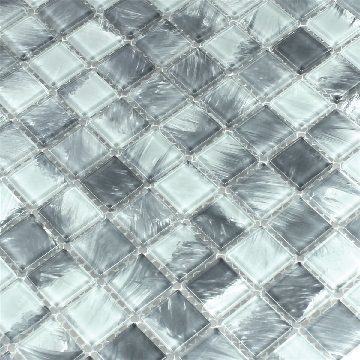 Mosaic Tiles Glass Grey Marbled 25x25x4mm