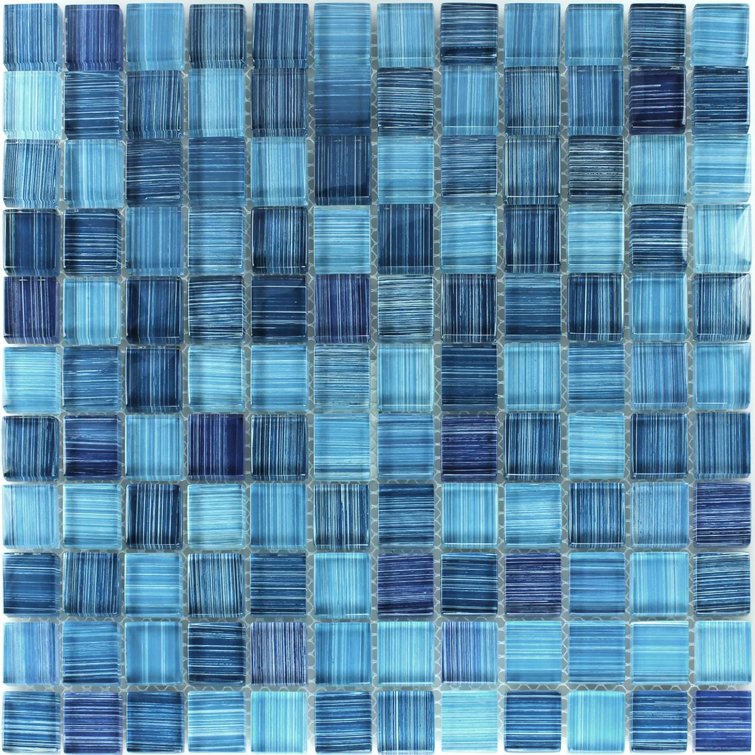 Mosaico Vetro Piastrella Striscia Blu Mix