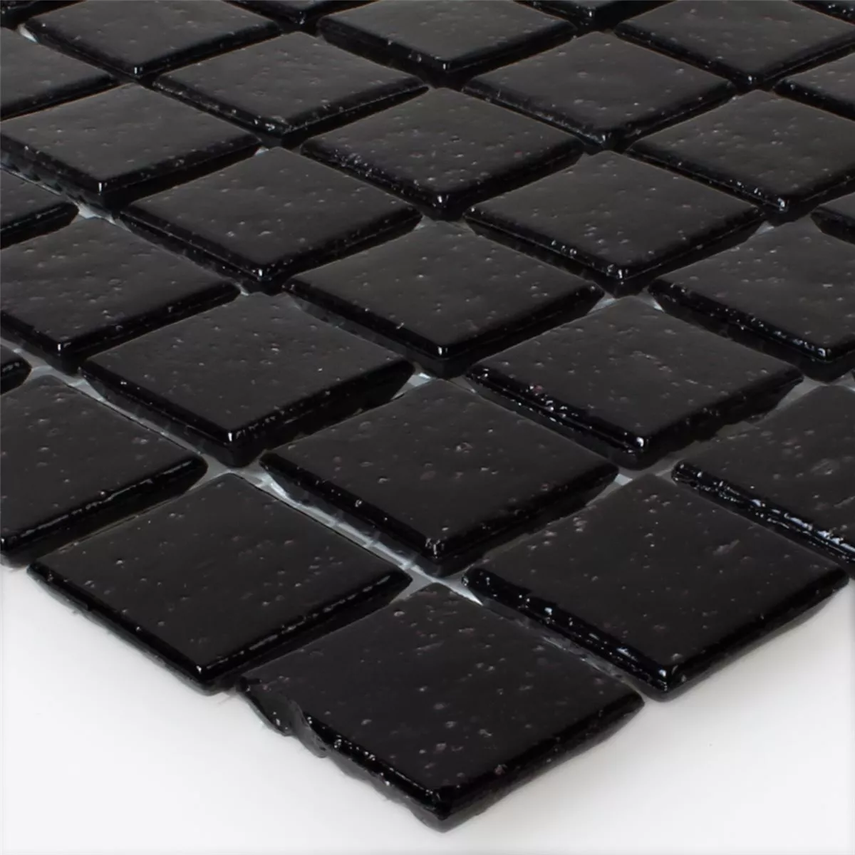 Glass Mosaikk Fliser Svart Uni 20x20x4mm Glass Mosaikk Fliser Svart Uni 20x20x4mm