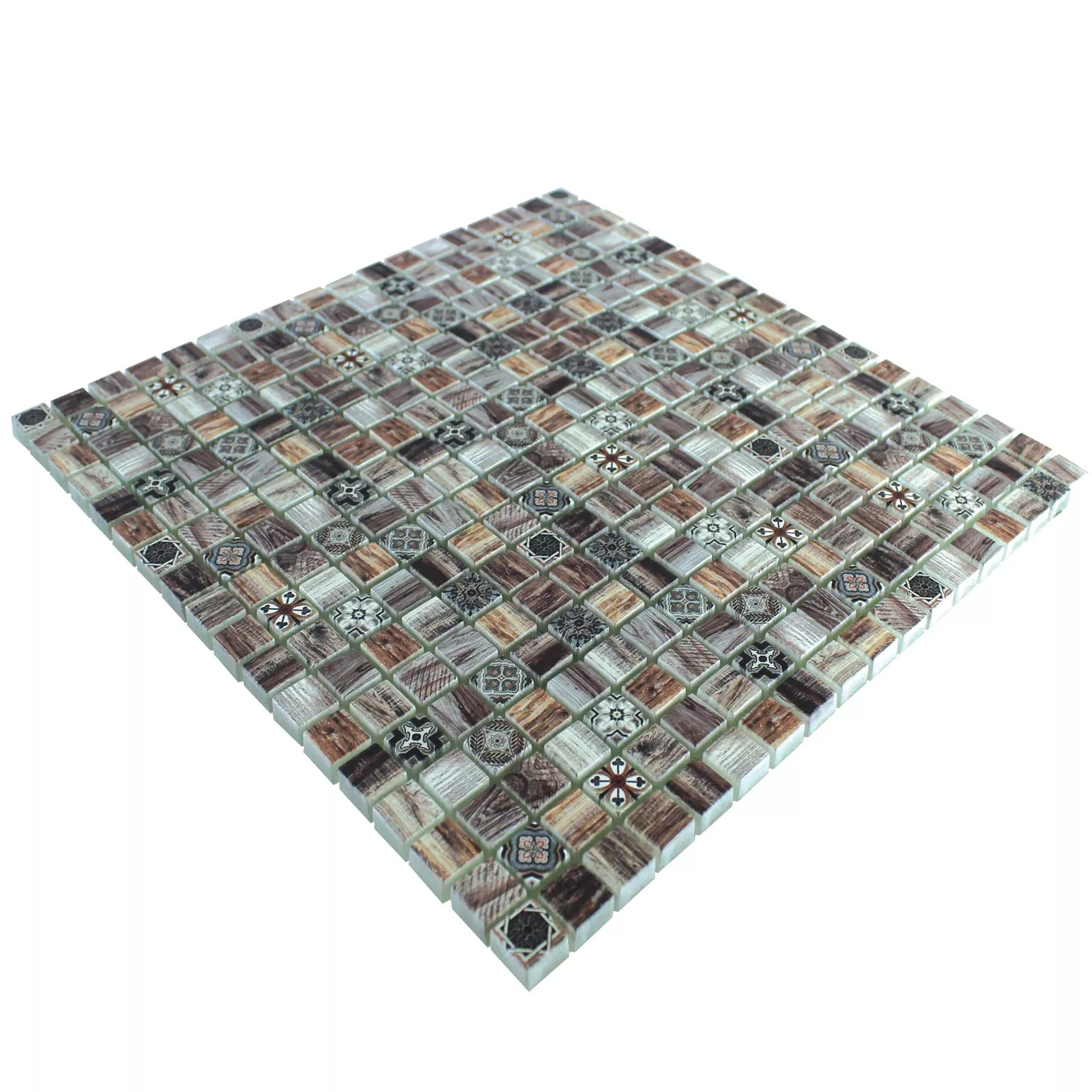 Sample Glass Mosaic Wood Optic Tiles Vision Brown