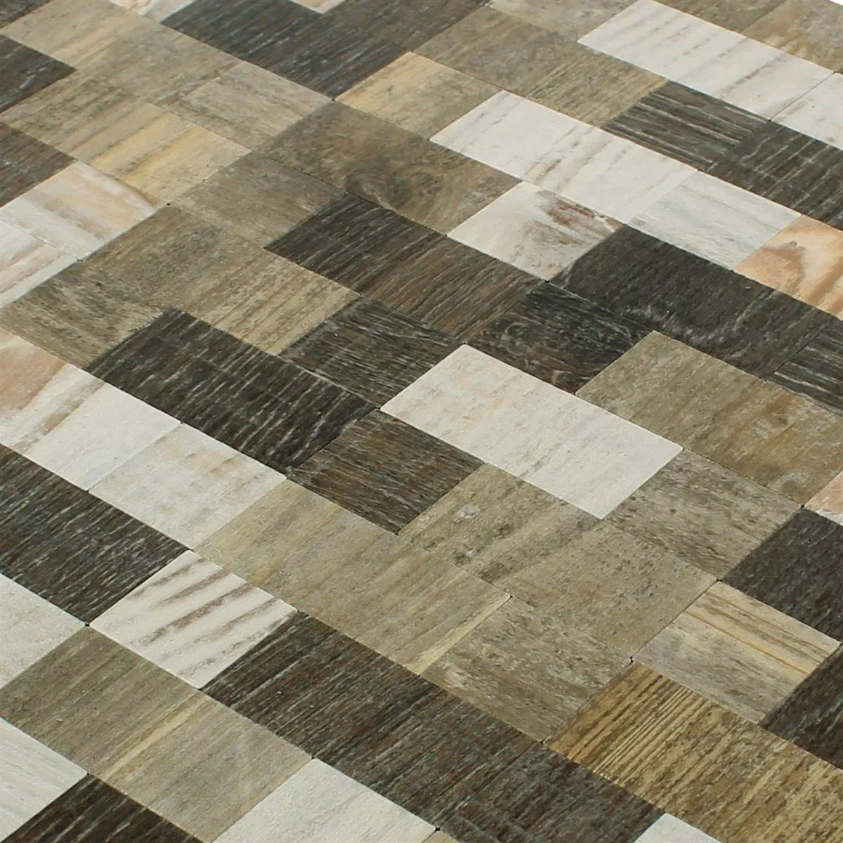 Mosaic Tiles Self Adhesive Wood Optic Arkansas Brown Beige