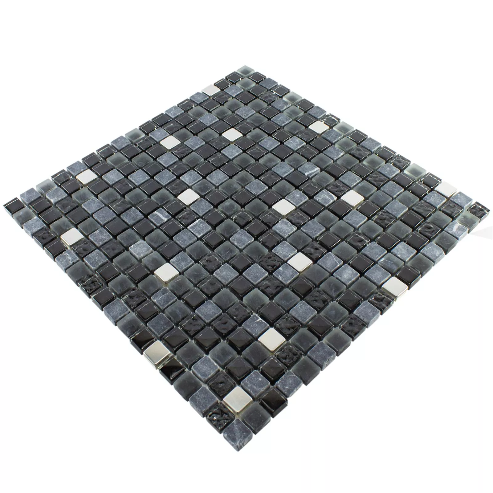 Glass Natural Stone Stainless Steel Mosaic Kosovo Black Silver