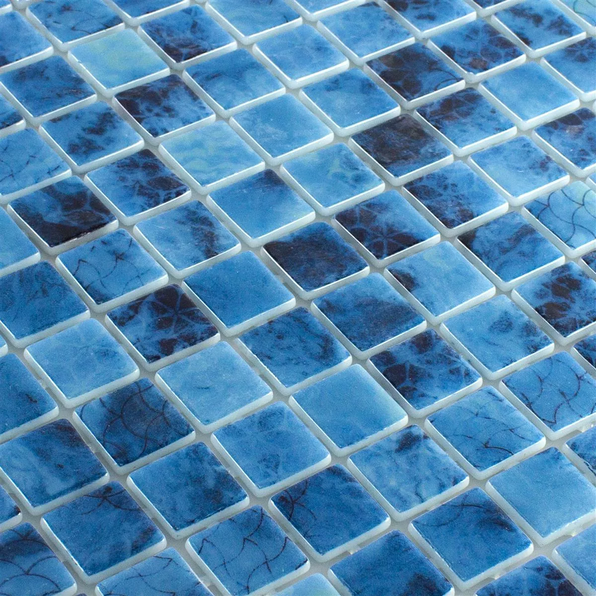 Mosaico de Piscina de Vidro Baltic Azul 25x25mm