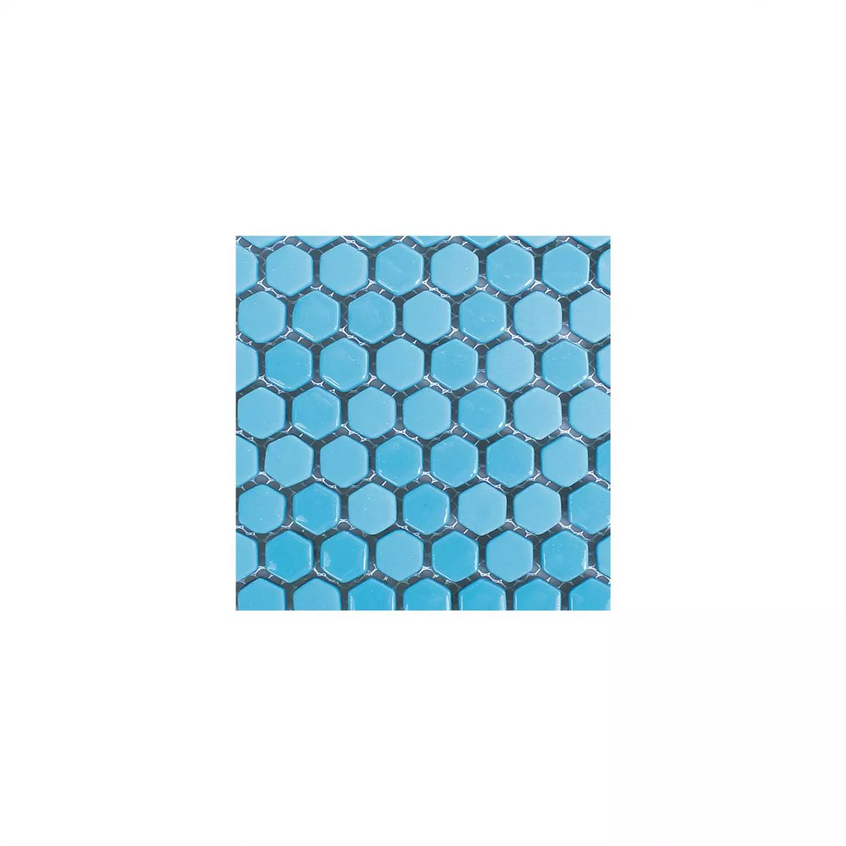 Muster von Glasmosaik Fliesen Brockway Hexagon Eco Blau
