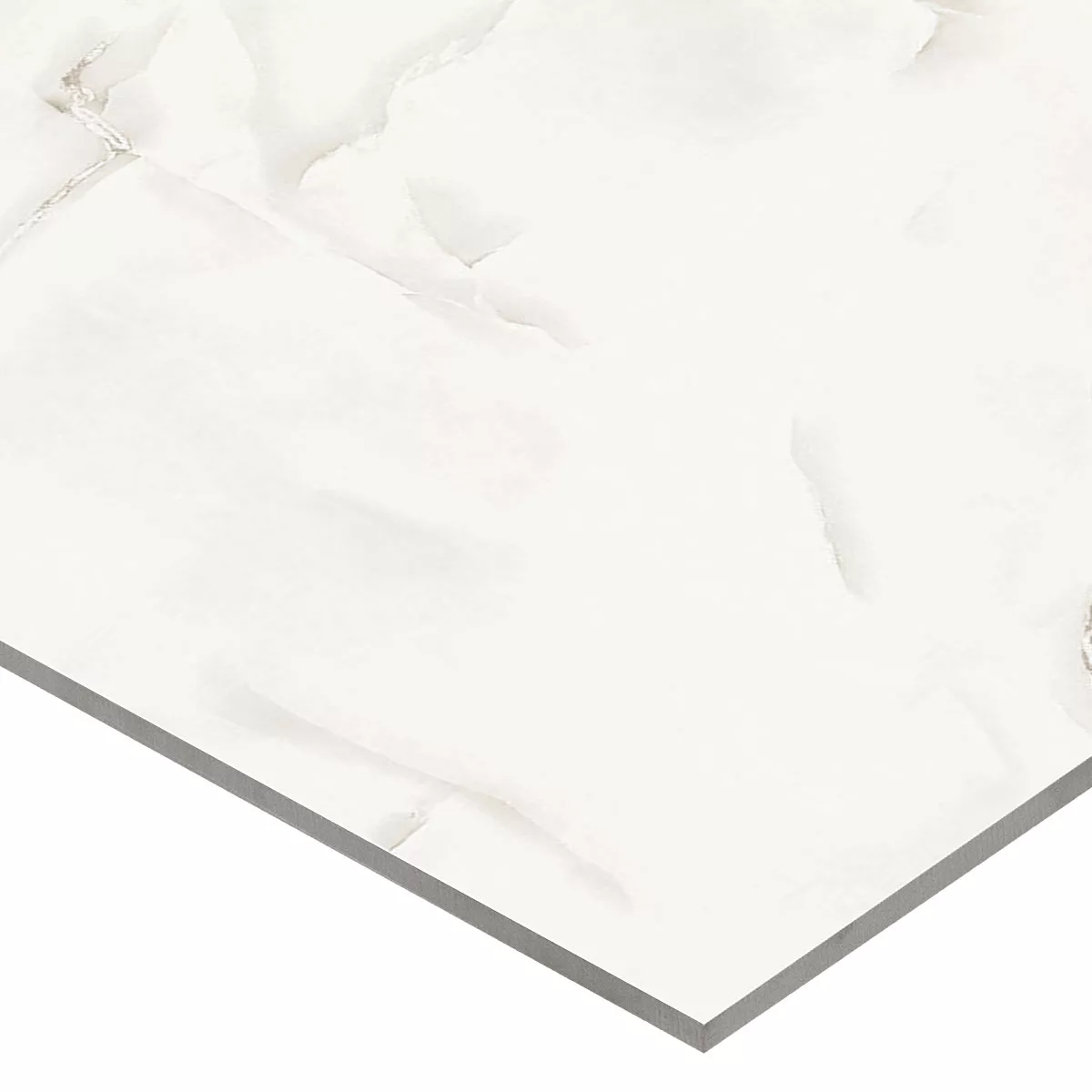 Carrelage Sol Et Mur Konza Marbre Optique Poli Brillant Brillant Blanc 120x120cm