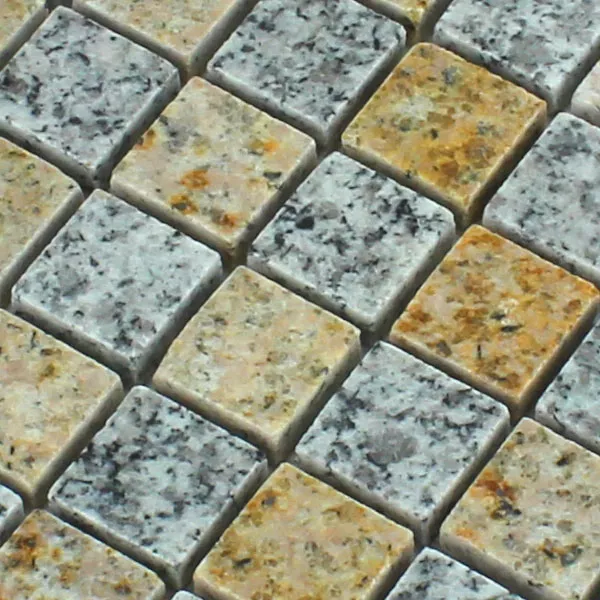 Mosaikfliesen Granit 23x23x8mm Gelb Grau