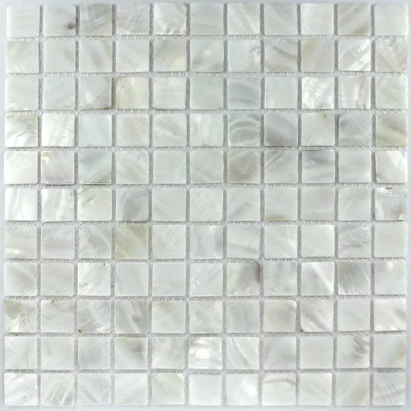 Plăci De Mozaic Sticlă Efect Sidef 25x25x2mm Alb