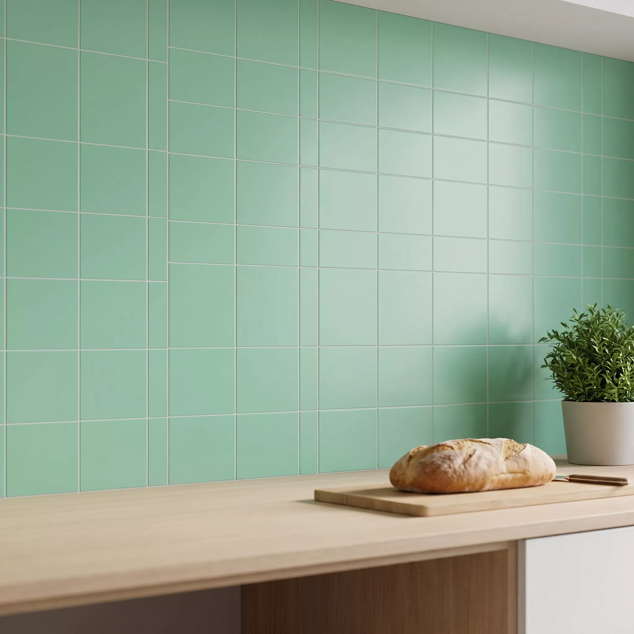 Metro tile Green Mat 15x15 cm Without Facet Miona Manzana