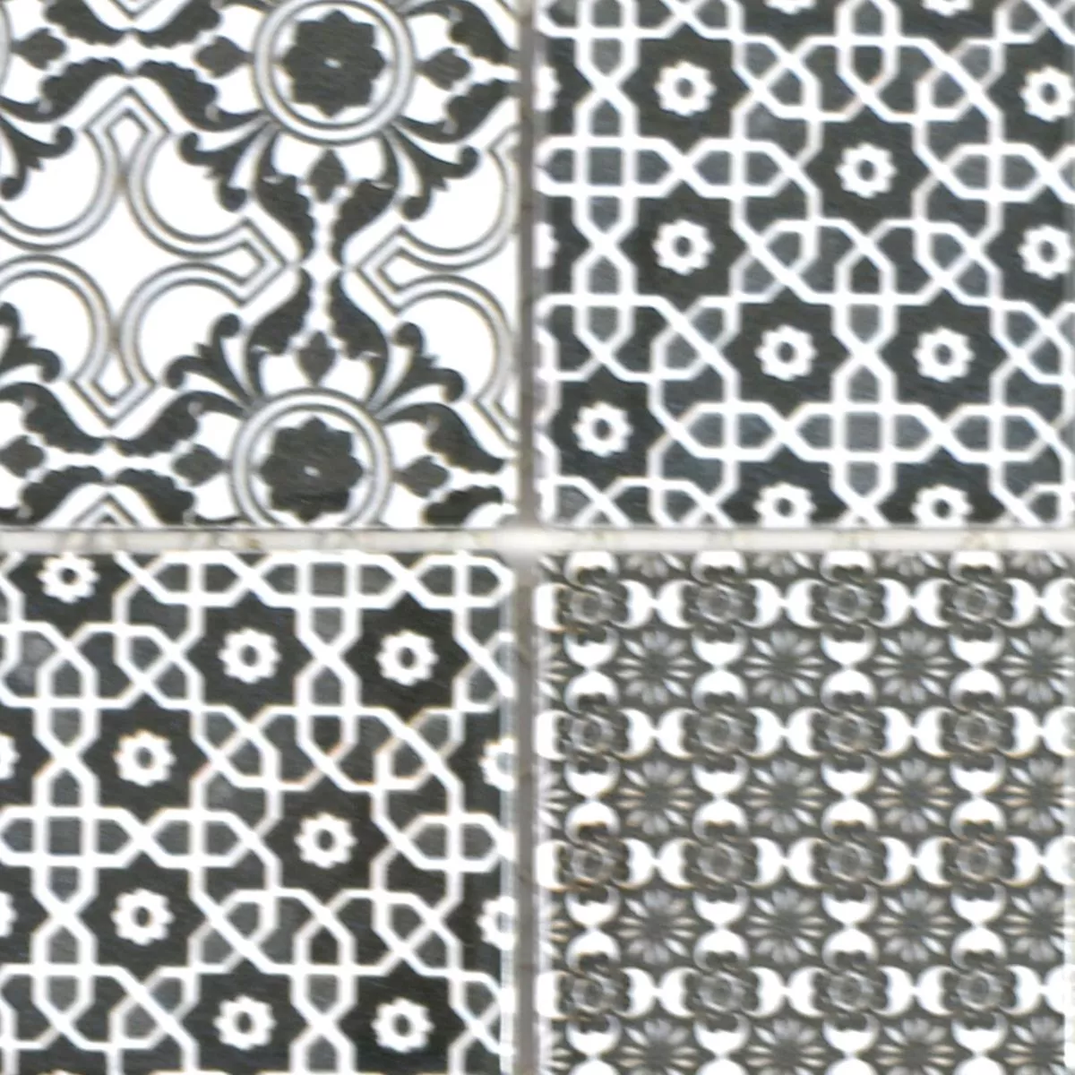 Padrão de Cerâmica Azulejo Mosaico Daymion Óptica Retrô Quadrada Preto