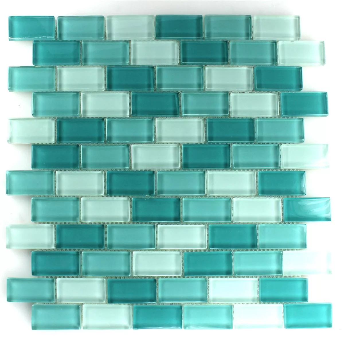 Prøve Mosaik Fliser Glas Krystal Brick Grøn Mix