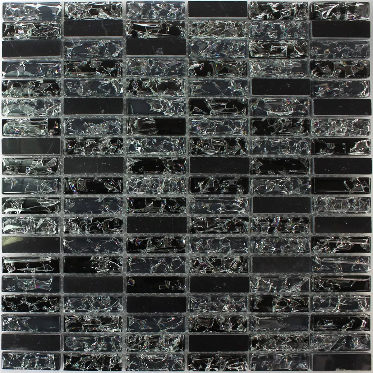 Mosaic Tiles Glass Natural Stone Sticks Broken Black