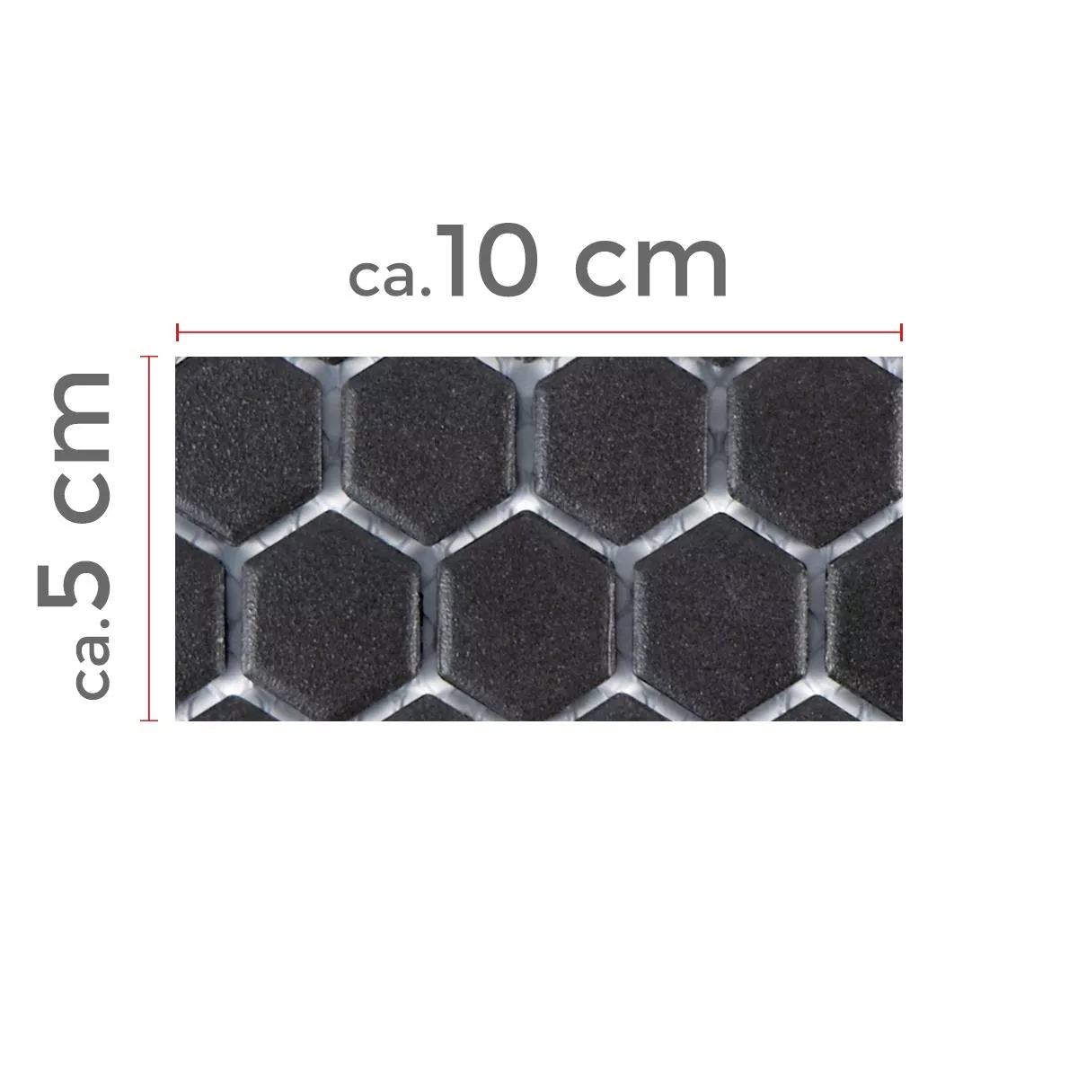 Muster von Keramik Mosaikfliesen Hexagon Zeinal Unglasiert Schwarz R10B