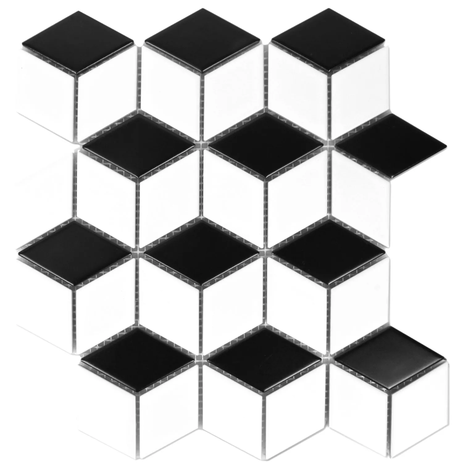 Kерамична Mозайка Kosmos 3D Зарове Черно Бяло Матирано