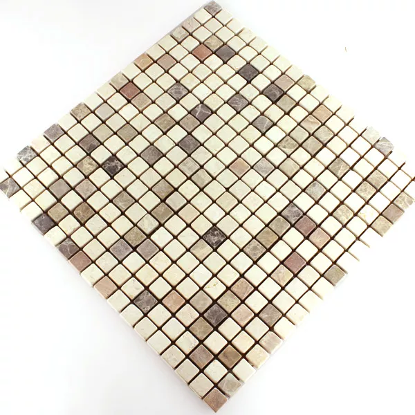 Padrão de Azulejo Mosaico Mármore Bege Mix 