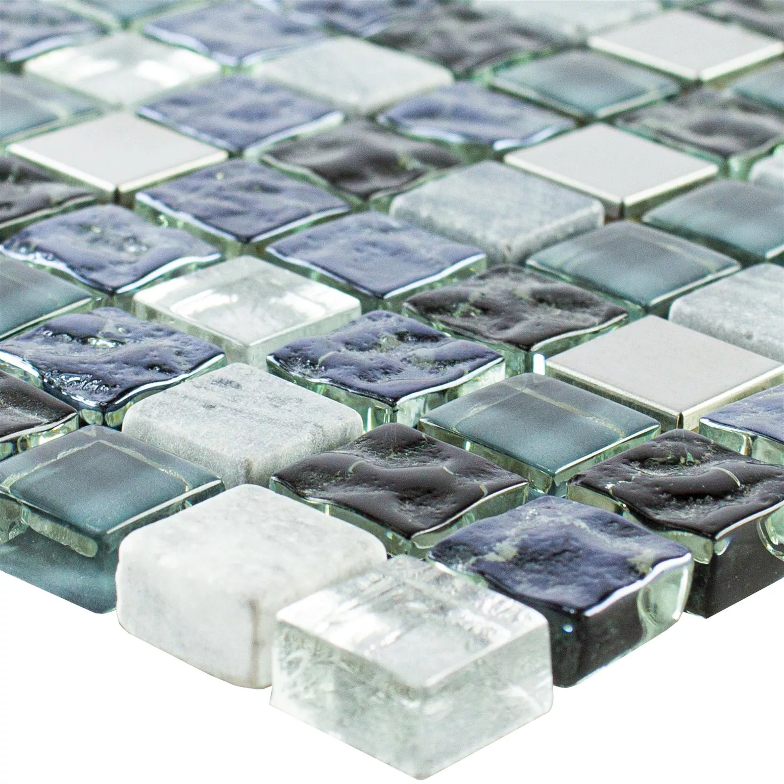 Üveg Természetes Kő Rozsdamentes Acél Mozaik Dysart Szürke Kék Ezüst