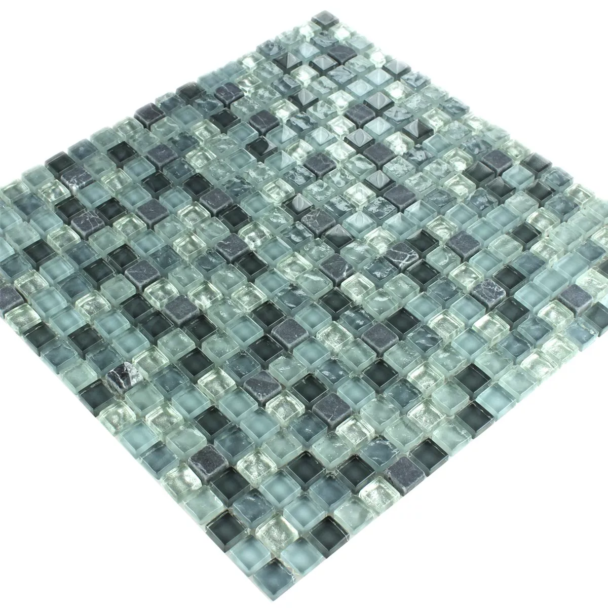 Mosaikkfliser Marmor Glass Grå Mix 15x15x8mm