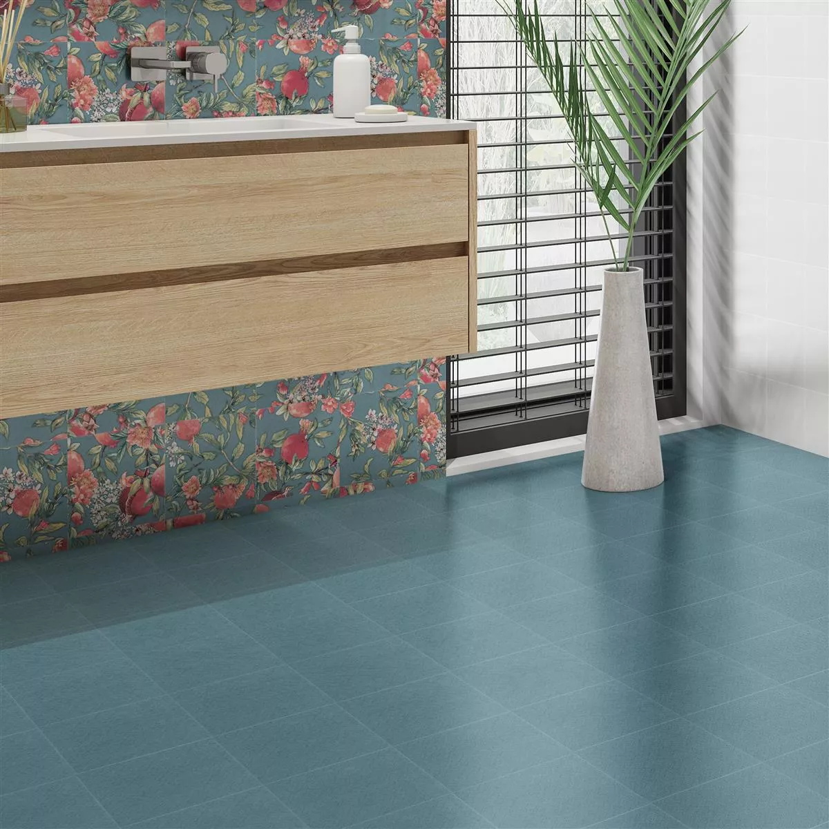 Sample Floor Tiles Flowerfield 18,5x18,5cm Blue Basic Tile