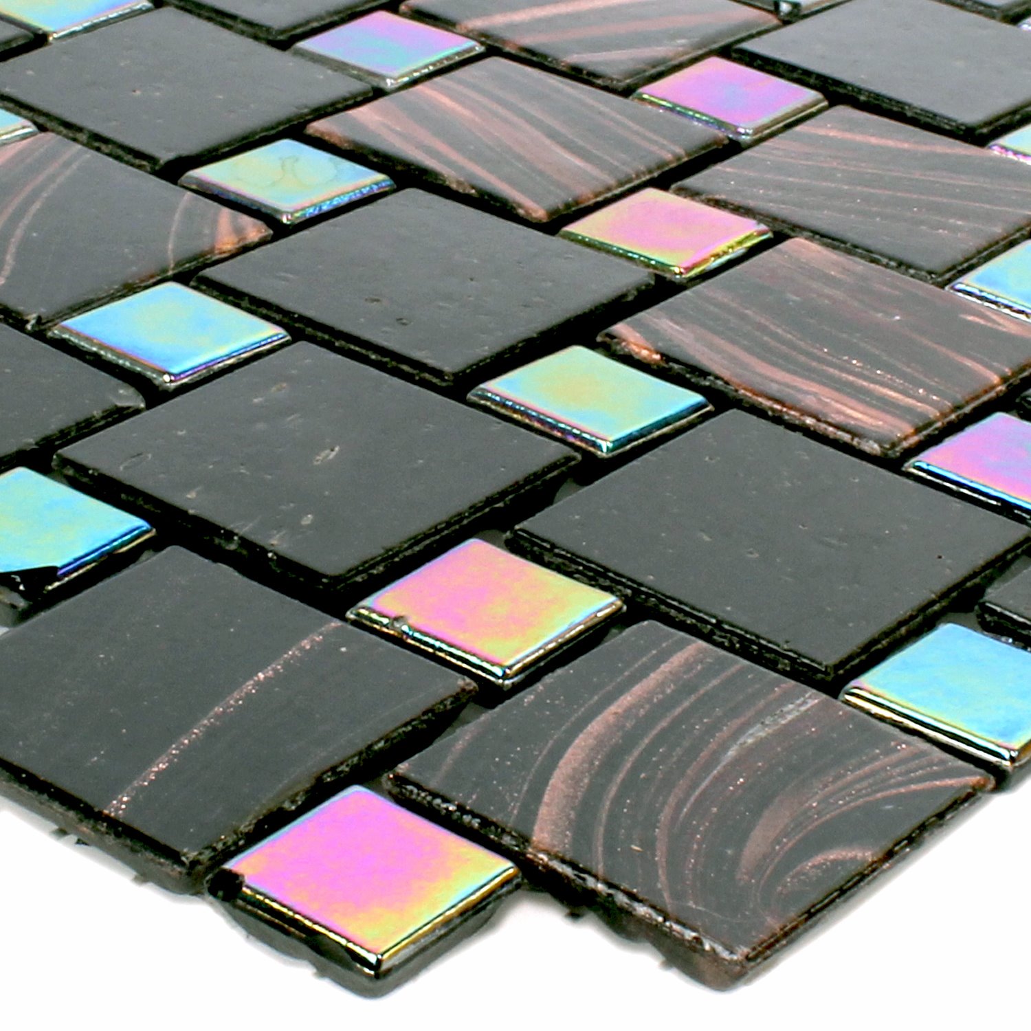 Sample Mosaic Tiles Glass Tahiti Brown Black Metallic