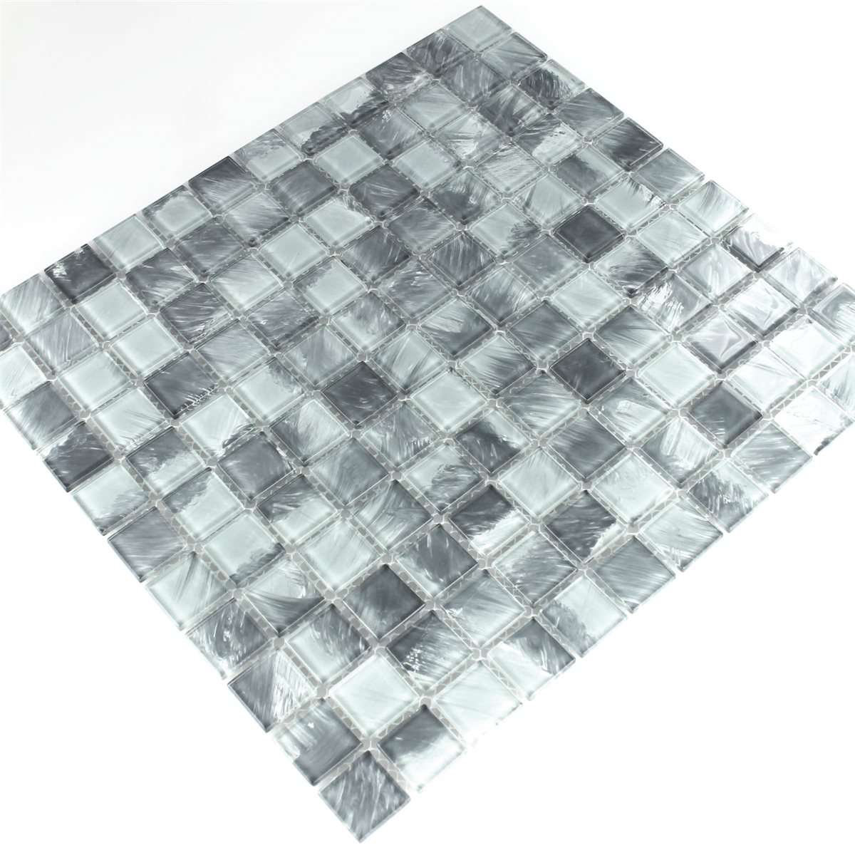 Mosaic Tiles Glass Grey Marbled 25x25x4mm