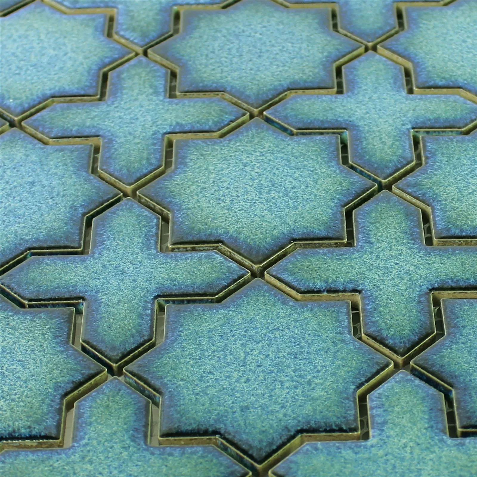 Sample Ceramic Mosaic Tiles Puebla Star Blue