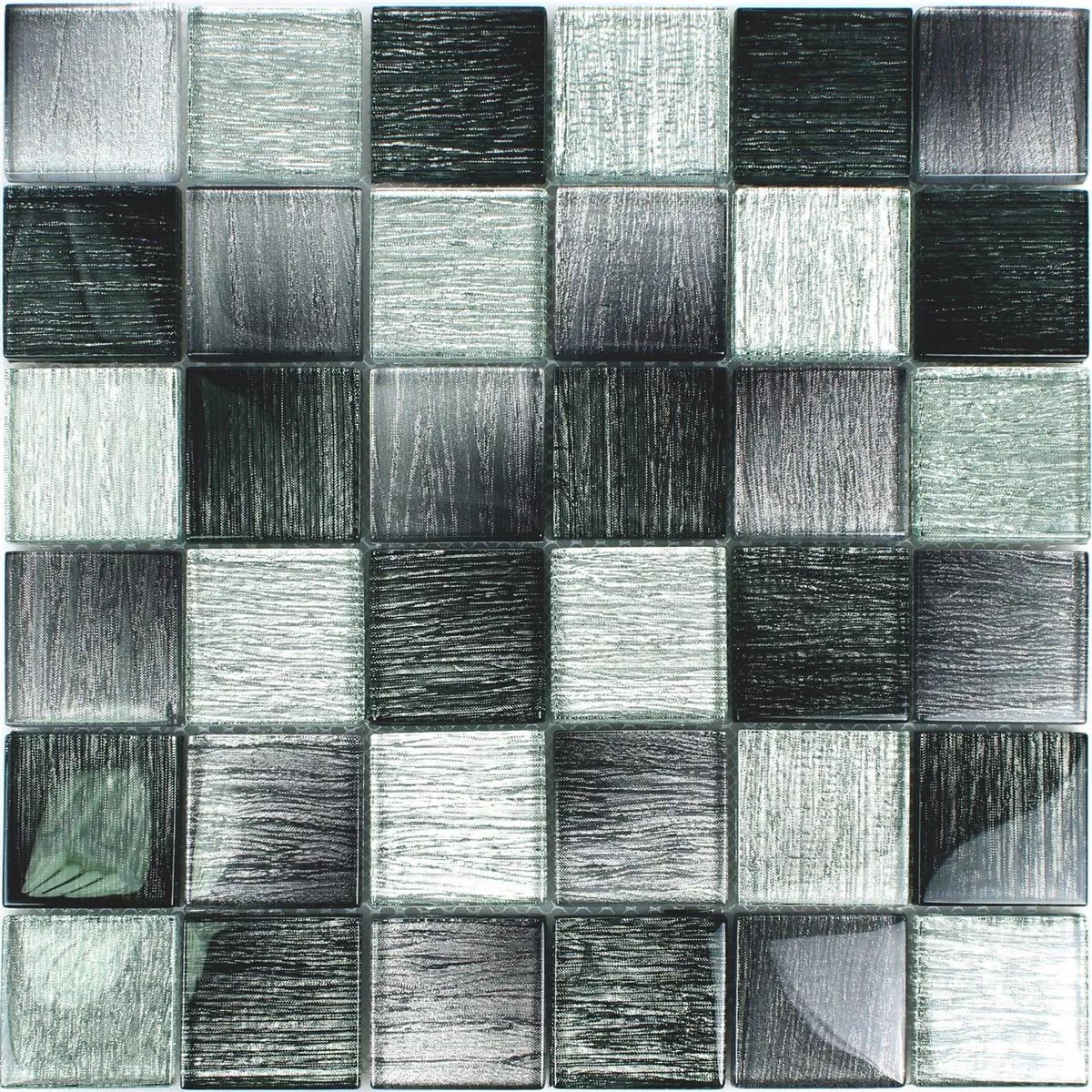 Mønster fra Glass Mosaikk Fliser Bellevue Svart Sølv