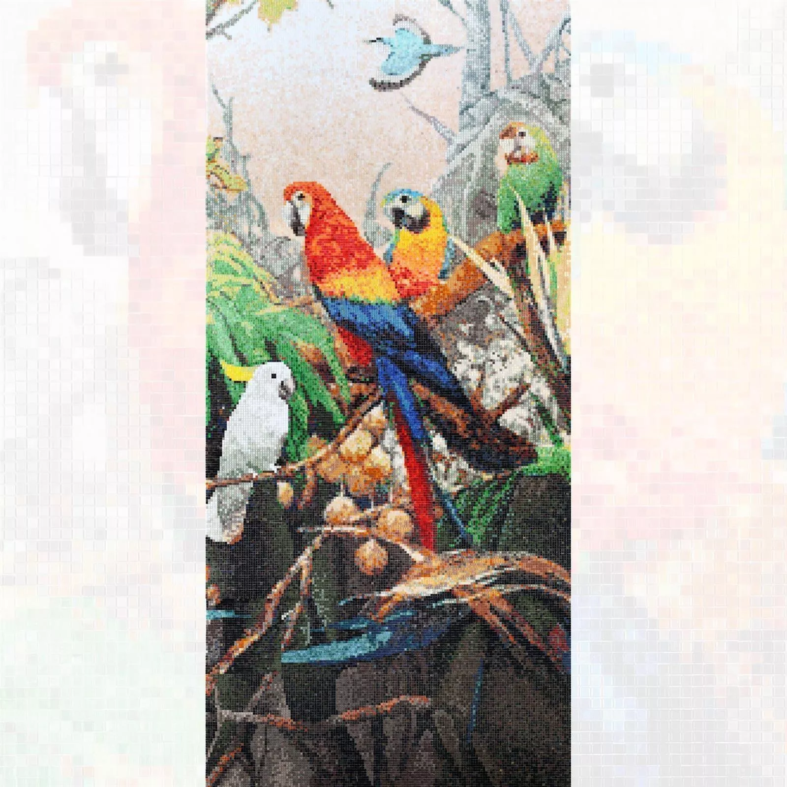 Mosaico De Vidro Foto Parrots 100x240cm
