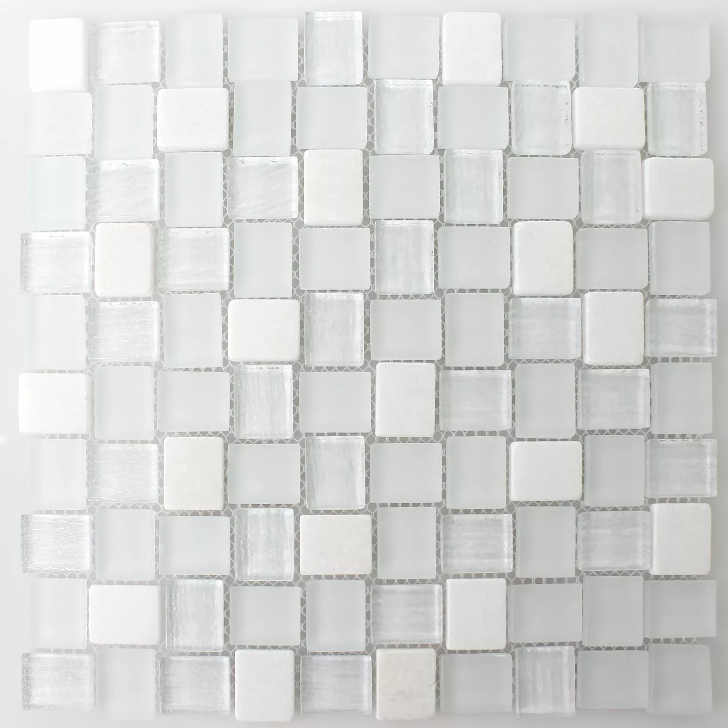 Mодел от Стъклена Чаша Естествен Kамък Mозаечни Плочки Ortega Бяло
