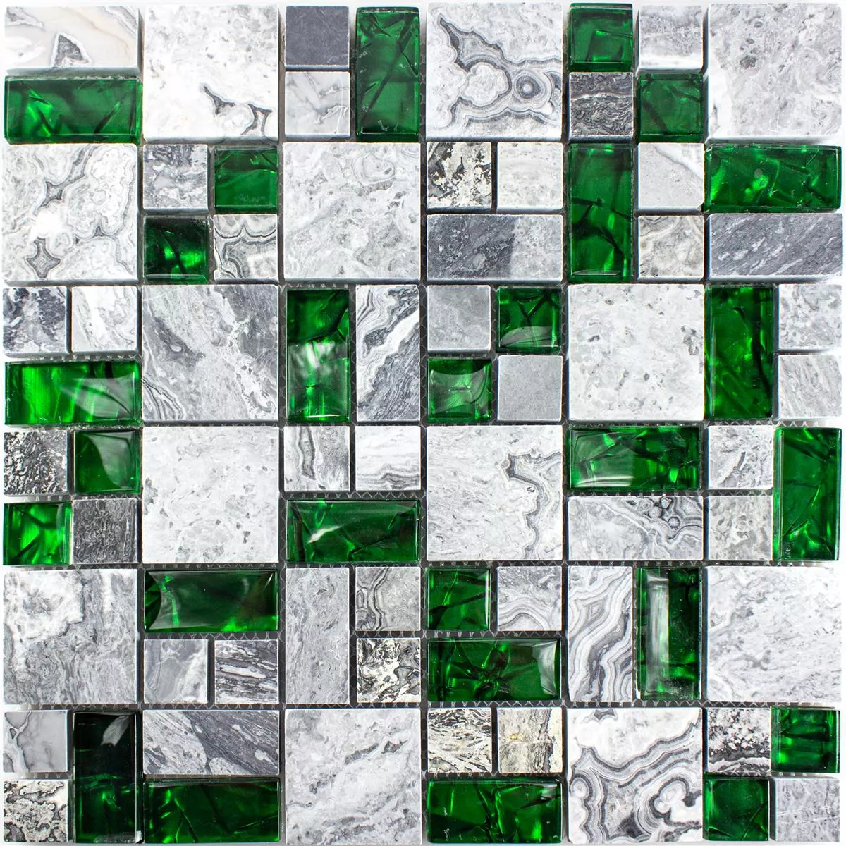 Sample Glas Natuursteen Mozaïek Tegels Sinop Grijs Groen 2 Mix