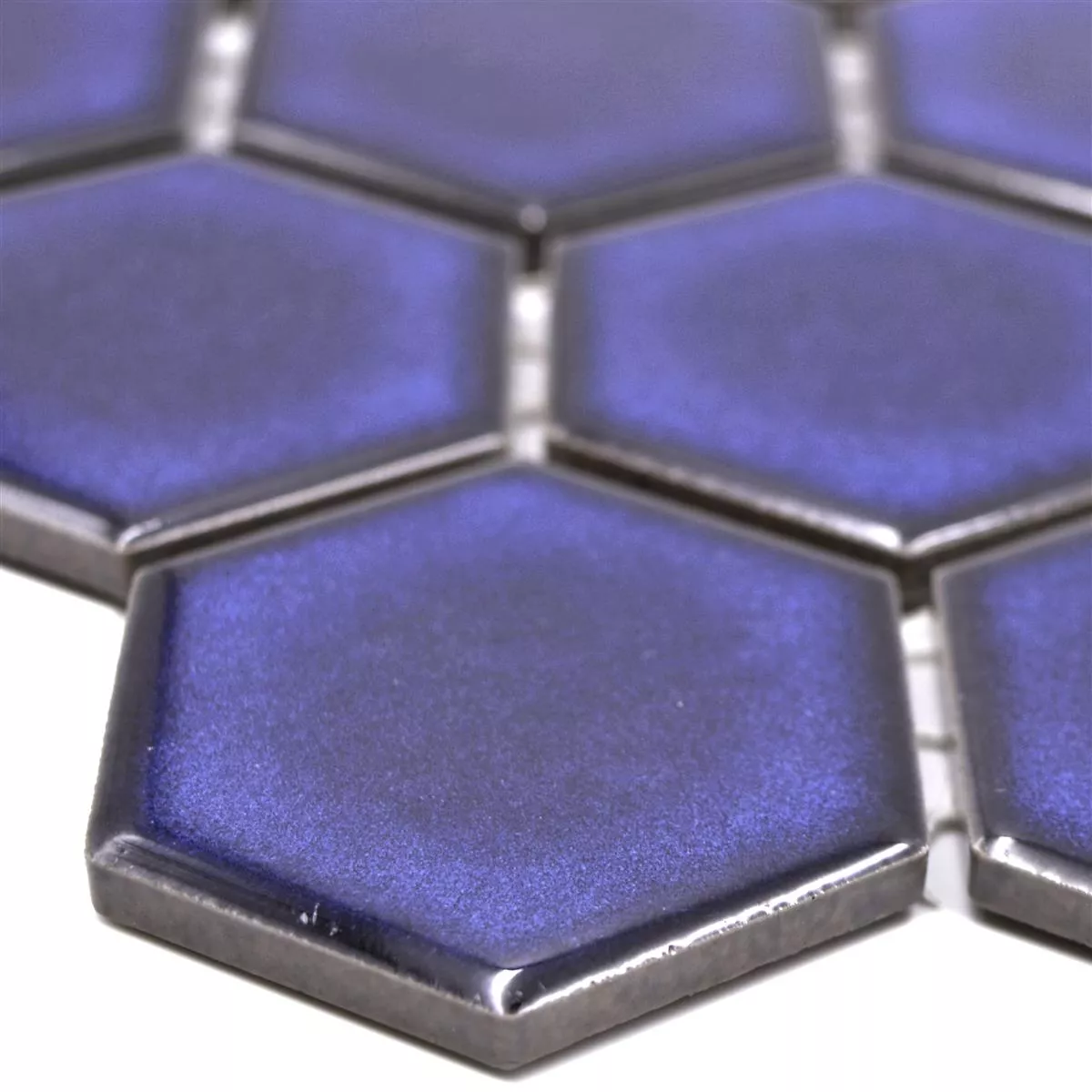 Sample from Ceramic Mosaic Salomon Hexagon Cobalt Blue H51
