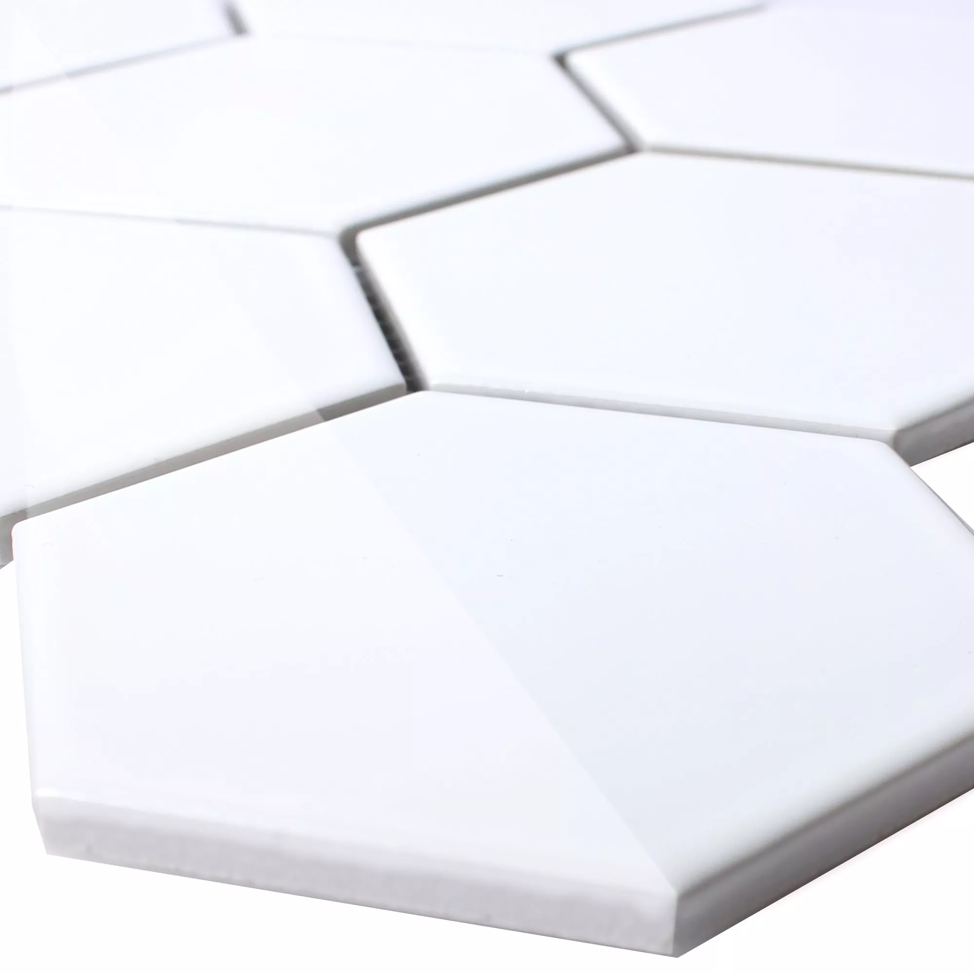Kεραμικά Ψηφιδωτά Πλακάκια Εξάγωνο Salamanca Ασπρο Αστραφτερό H95