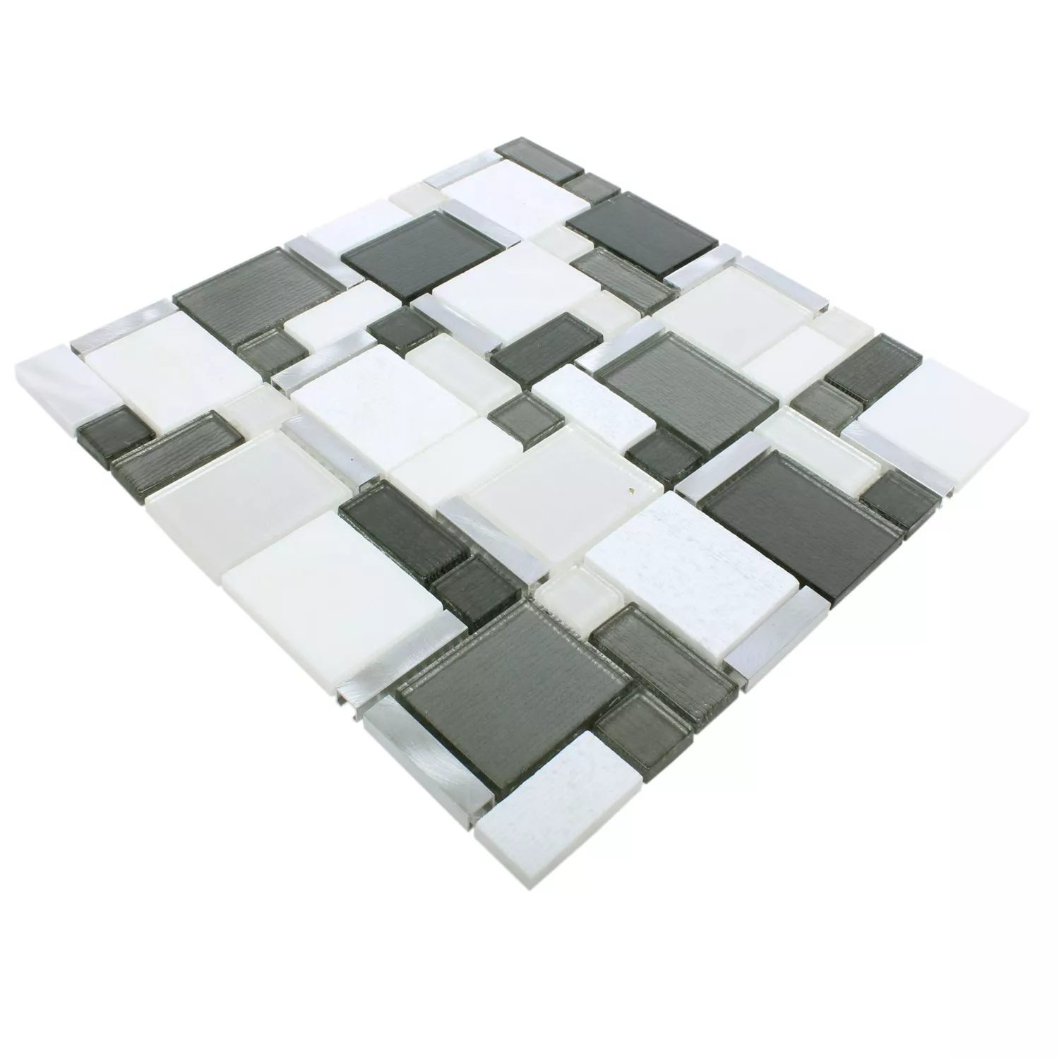 Mosaic Tiles Material Mix Echo White Grey