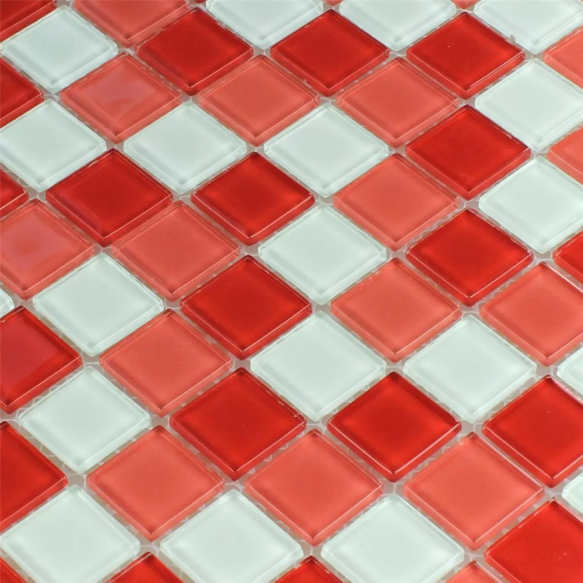 Mosaico De Vidro Azulejos Kozarica Branco Vermelho Mix 25x25x4mm