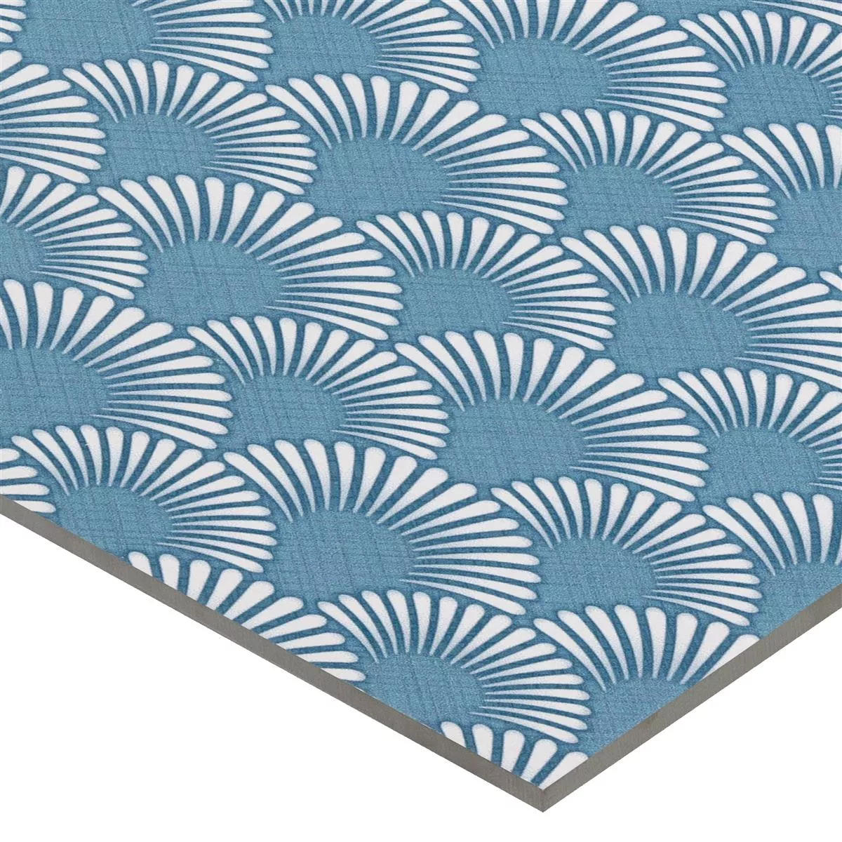 Vzorek Podlahové Dlaždice Cementový Vzhled Wildflower Modrá Dekor 18,5x18,5cm