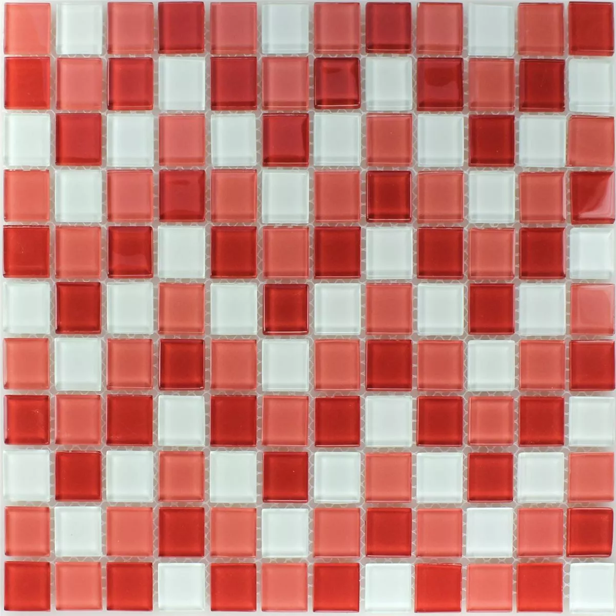 Üvegmozaik Csempék Kozarica Fehér Piros Mix 25x25x4mm