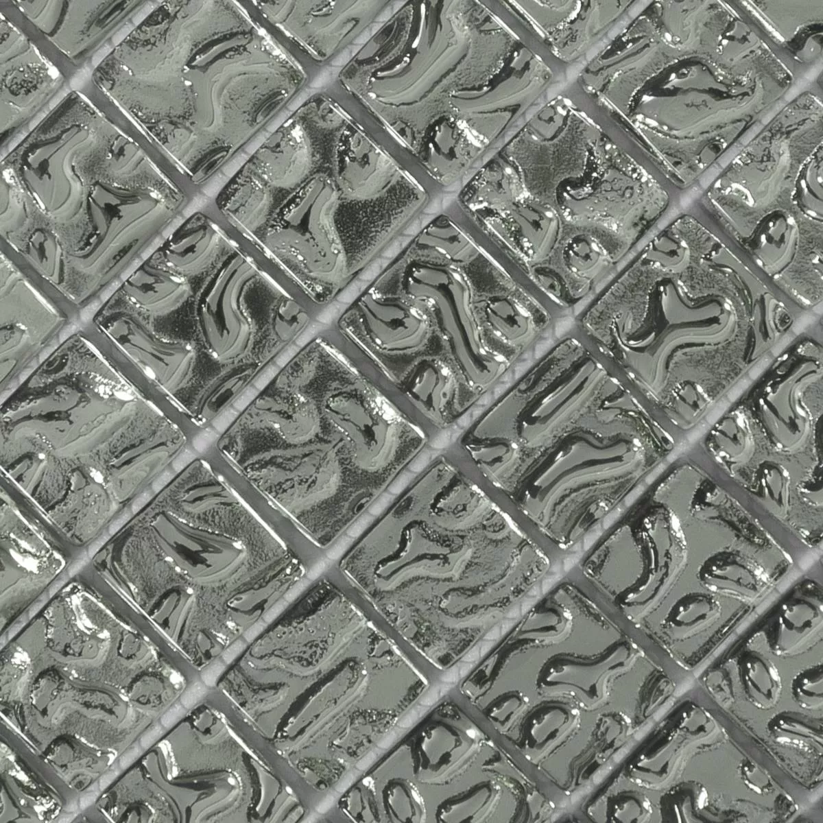 Glasmosaik Plattor Aquatic Silver