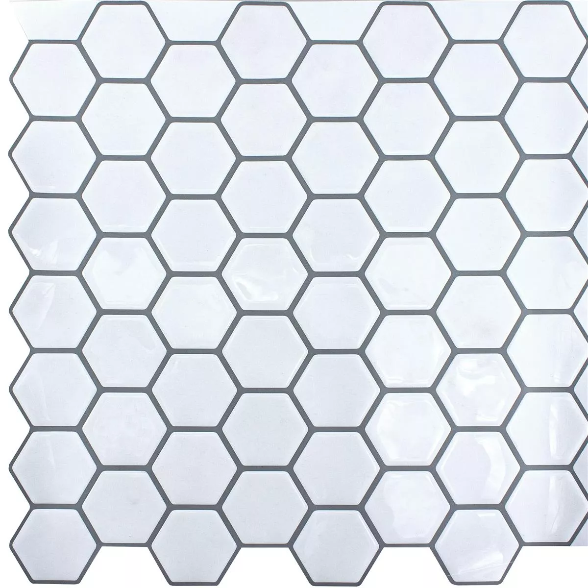 Muster von Vinyl Mosaik Fliesen Edinburg Sechseck Weiß Selbstklebend