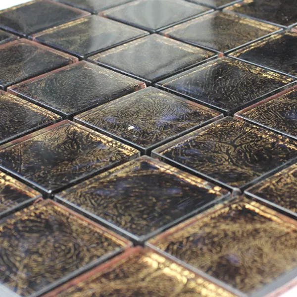 Glass Mosaikk 48x48x8mm Brun Gull Metall