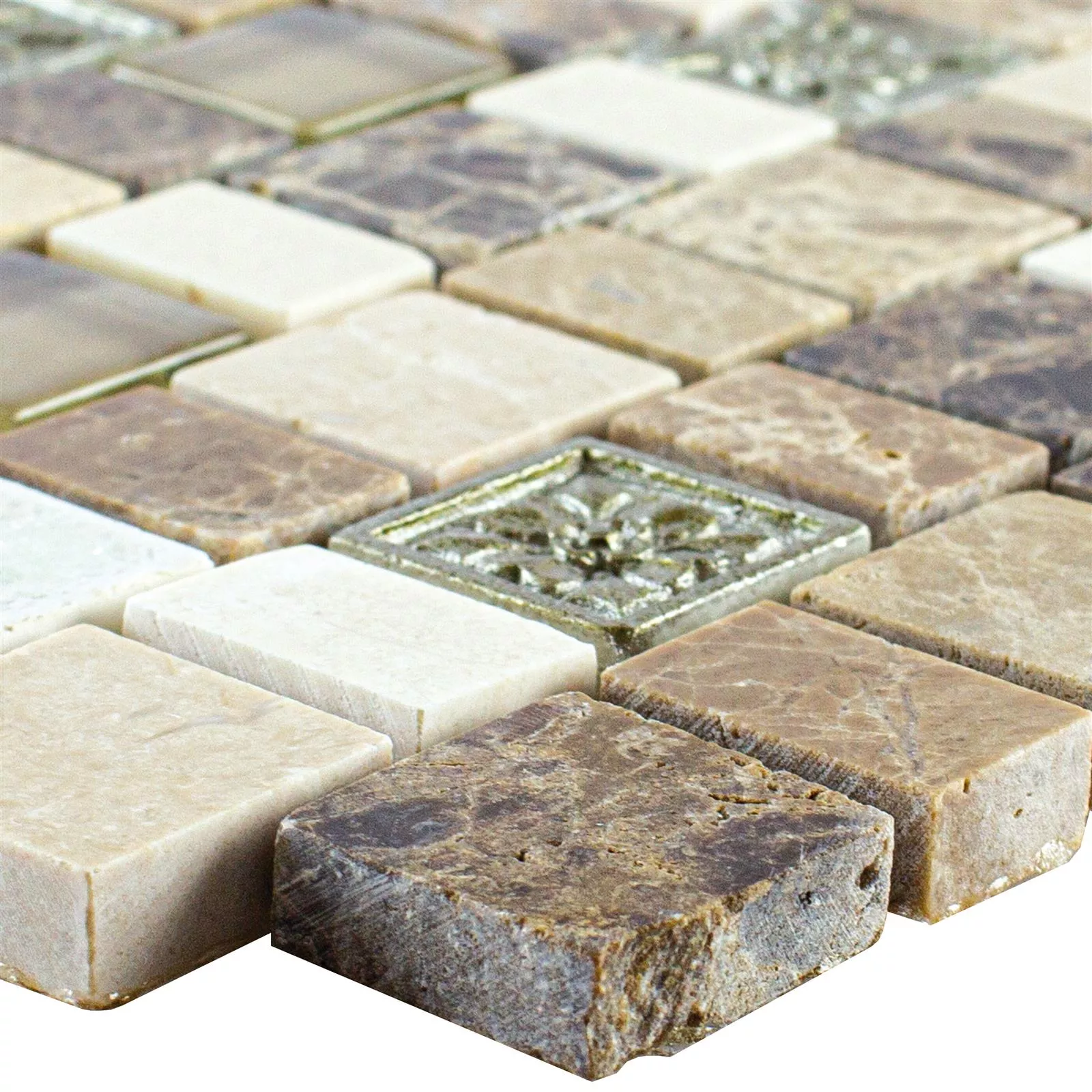 Mozaïektegel Moranbah Bruin Beige Wit Mozaïektegel Moranbah Bruin Beige Wit