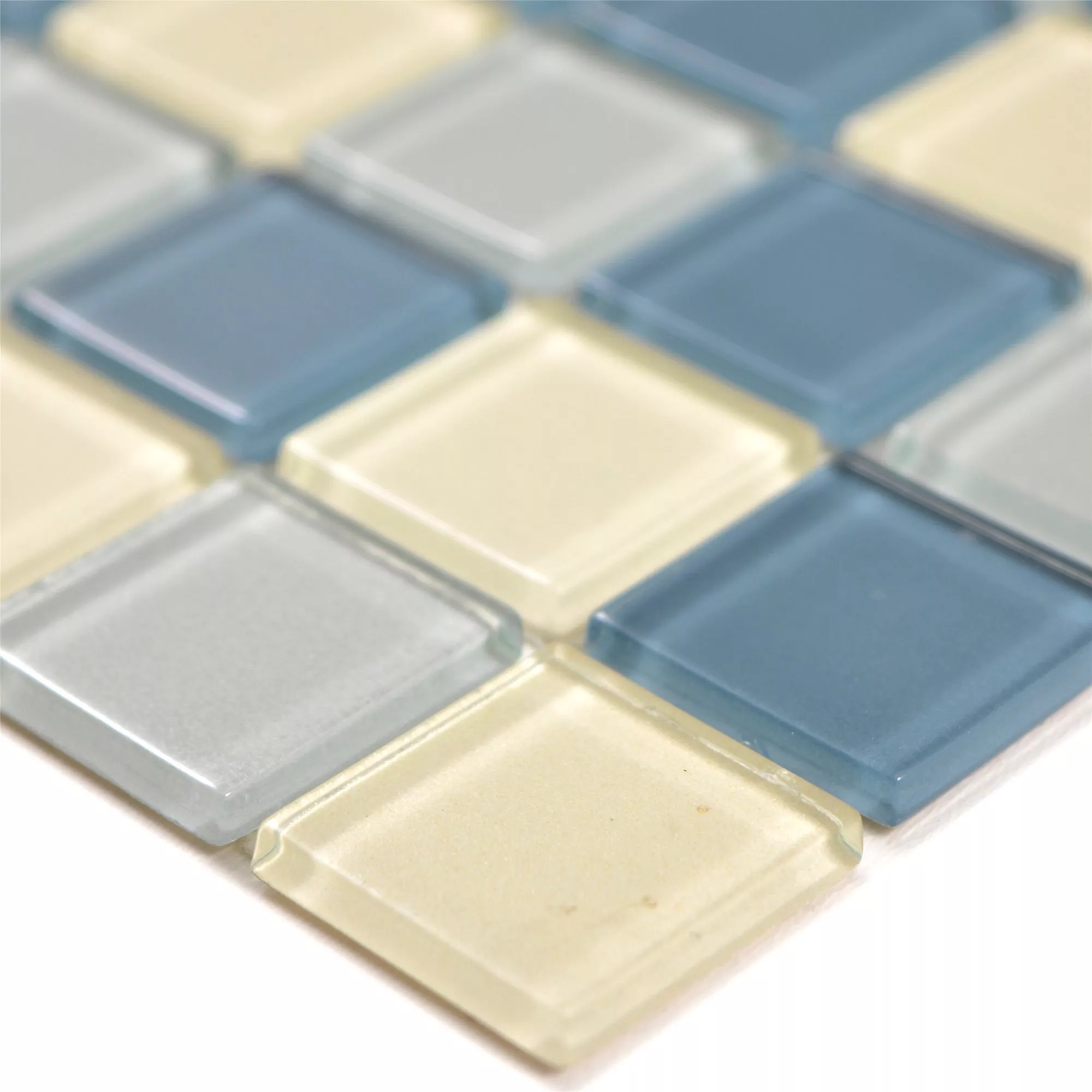 Mosaico De Vidro Azulejos Bommel Prata Branco Azul