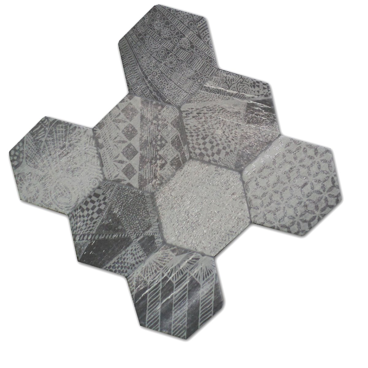 Floor Tiles Hexagon Hologram Optic 45x45cm