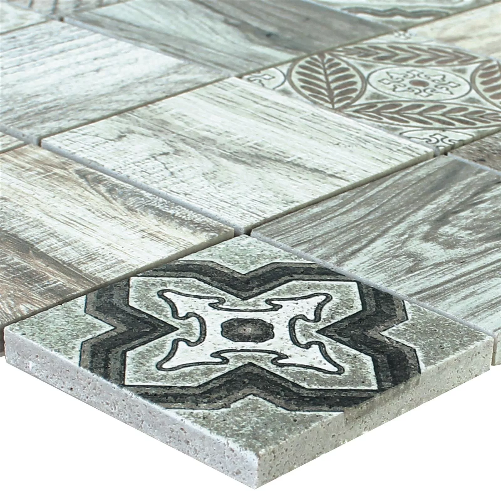 Sample Natural Stone Mosaic Tiles Parion Wood Optic Light Brown