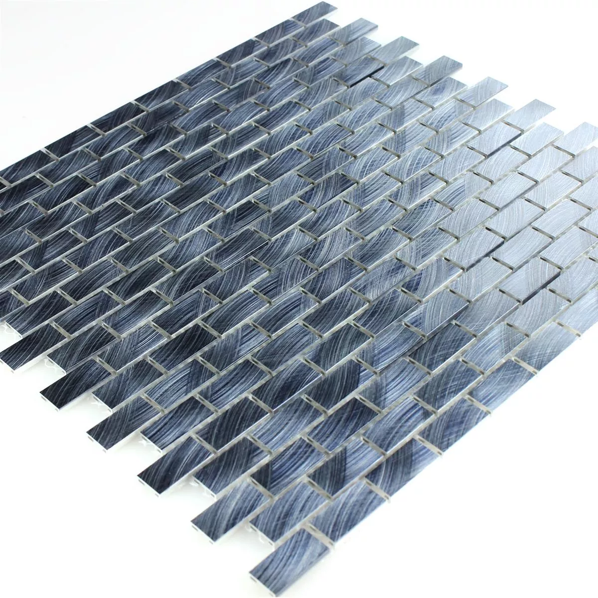 Mosaic Tiles Alu Metal Black 15x30x4mm