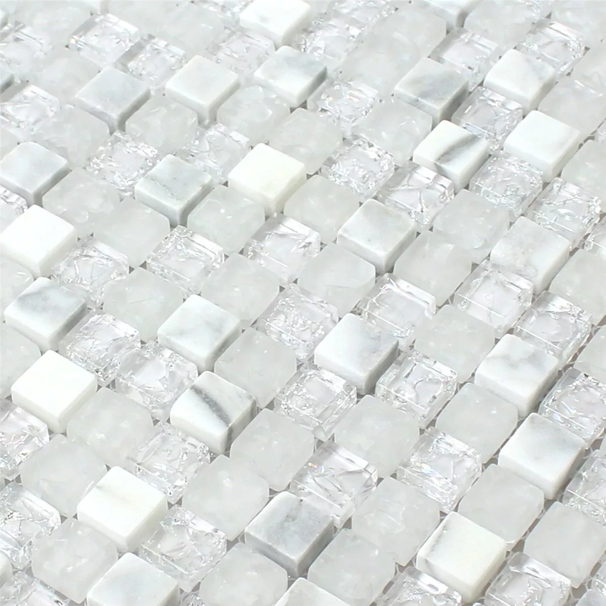 Muster von Mosaikfliesen Glas Naturstein Gebrochen Weiss Effekt