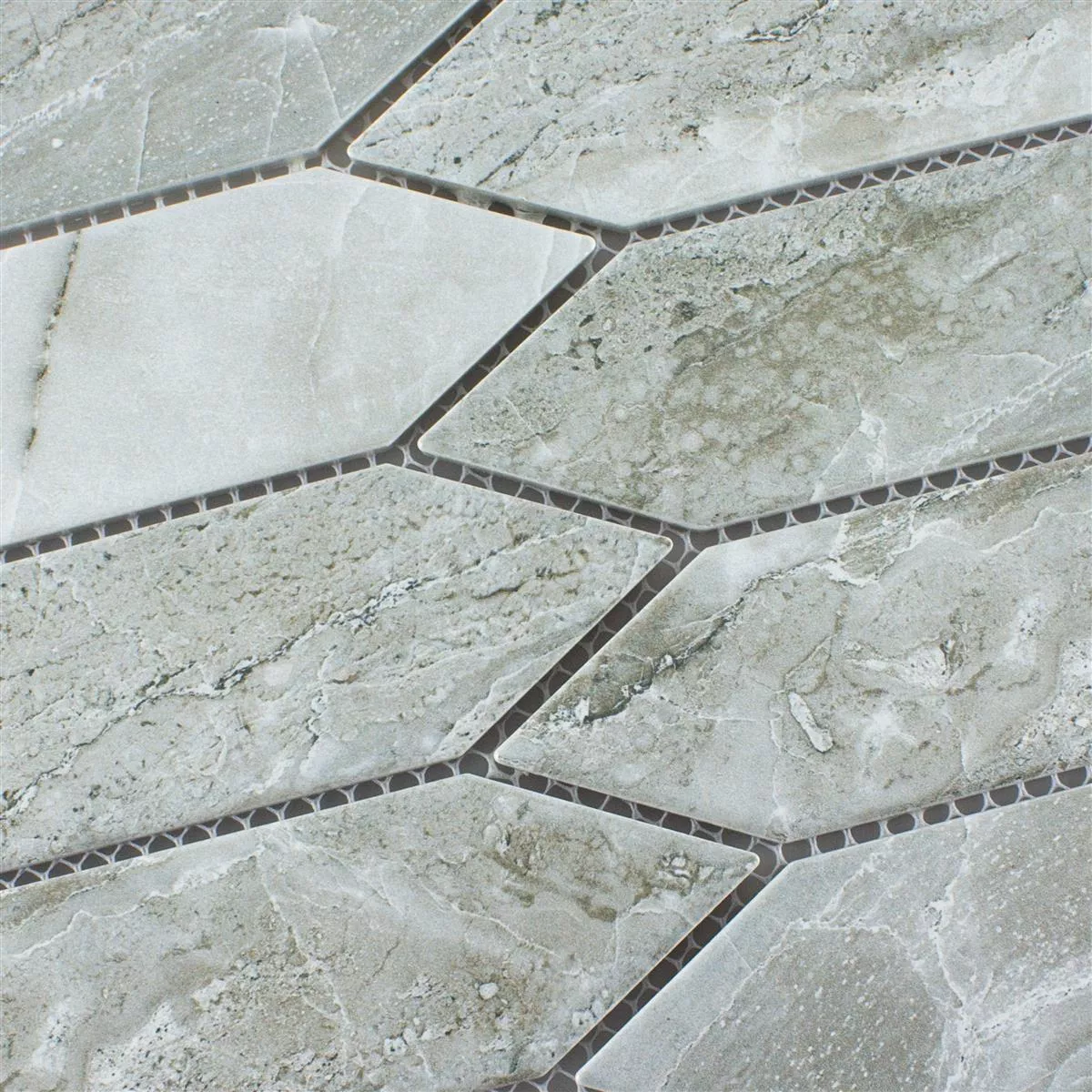 Sample Ceramic Mosaic Tiles Dorris Picket Stone Optic Light Grey
