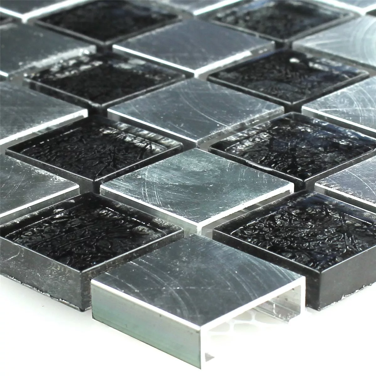 Mosaikkfliser Glass Metall Sjakkbrett 25x25x8mm