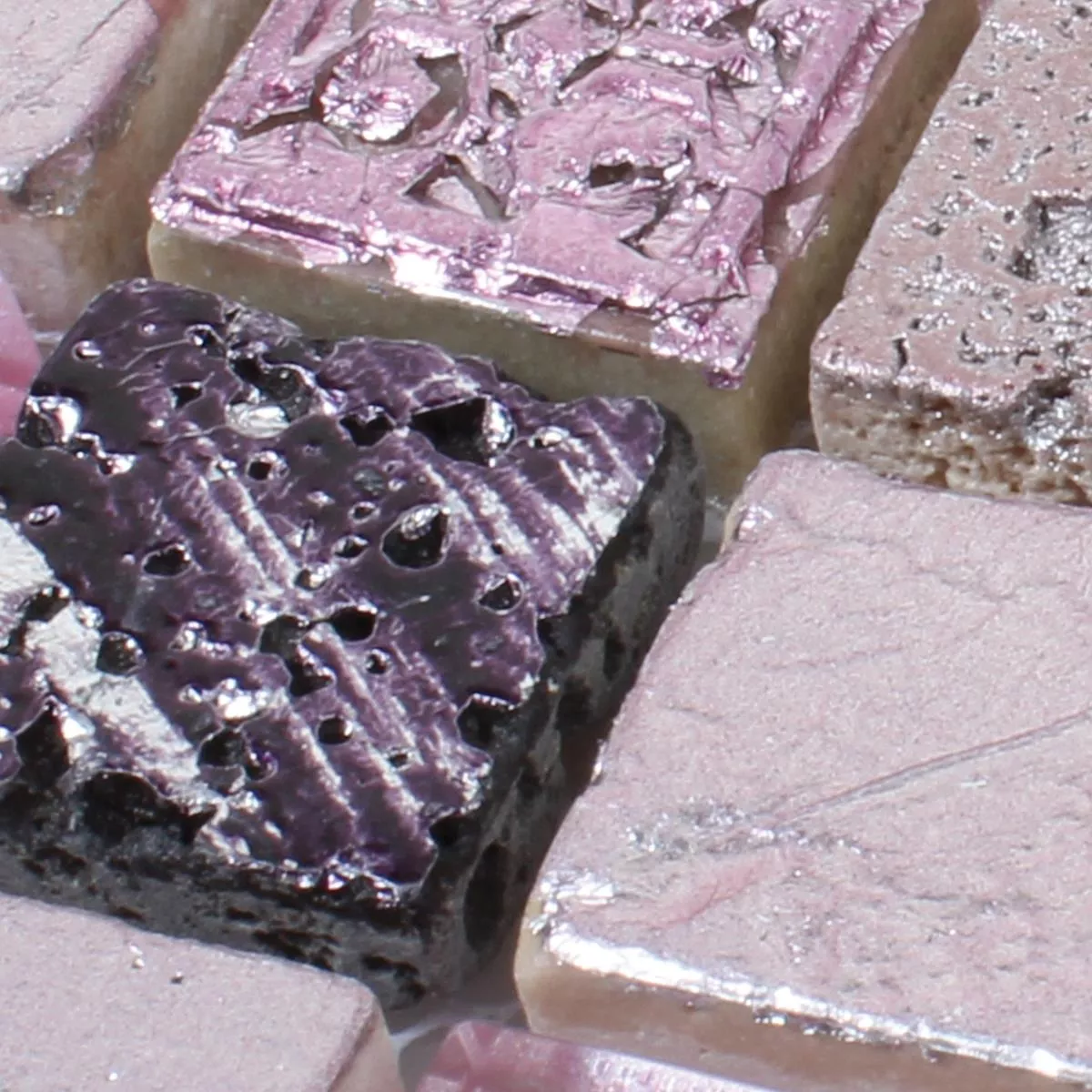 Próbka Mozaika Szkło Żywica Kamień Naturalny Różowy Mix